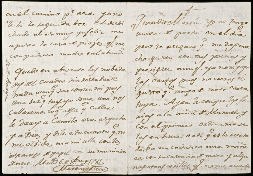 Imagen de la obra: "Carta a Martín Zapater de 6 de octubre de 1781"