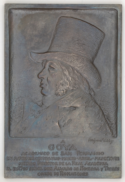 Imagen de la obra: "Plaqueta conmemorativa del primer centenario de la muerte de Goya"