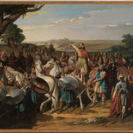 El rey don Rodrigo arengando a los jefes de su ejército antes de dar la batalla del Guadalete
