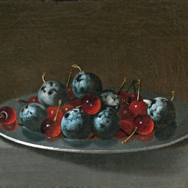 Plate with Plums and Morello Cherries