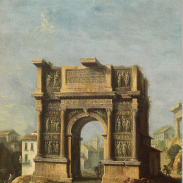 Invitación para una visita a la exposición "Visita de la reina María Amalia de Sajonia al Arco de Trajano en Benevento"
