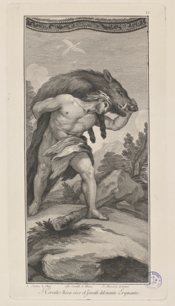 Imagen de la obra: "Hércules lleva vivo al jabalí del monte Erymanto"