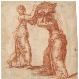Judit con su sirvienta que lleva la cabeza de Holofernes en un cesto / Otro estudio para la sirvienta