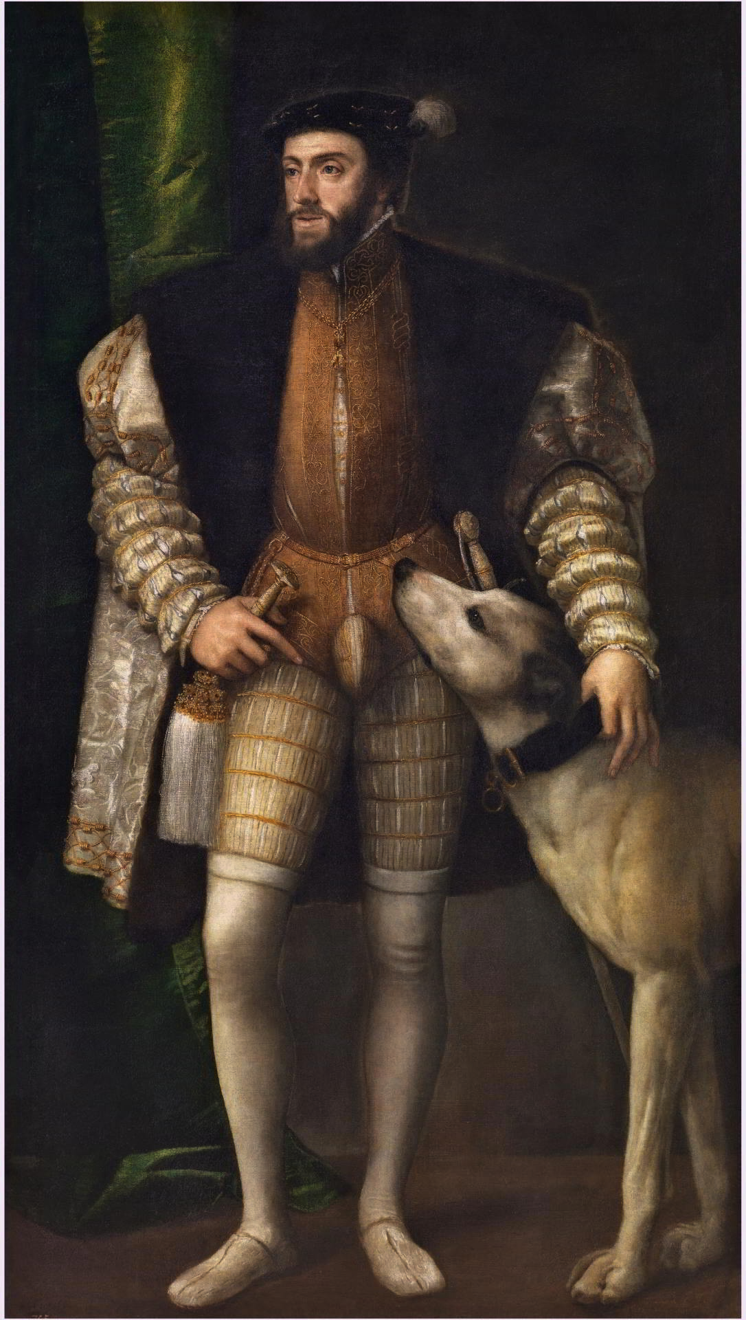 Charles the Fifth with a Dog. Titian - Easy-to-read artwork