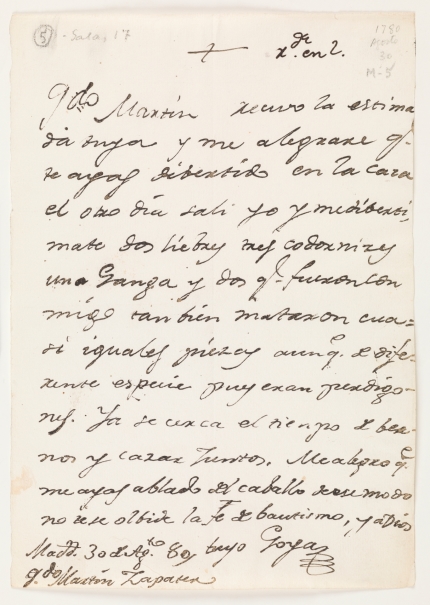 Imagen de la obra: "Carta a Martín Zapater de 30 de agosto de 1780"