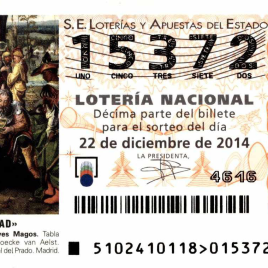 Billete de Lotería Nacional para el sorteo de 22 de diciembre de 2014