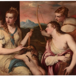 Venus vendando los ojos a Cupido