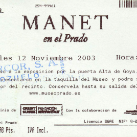 Dos billetes de entrada a la exposición "Manet en el Prado" en 2003