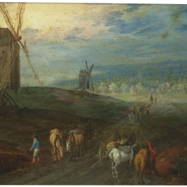 Paisaje con molinos de viento