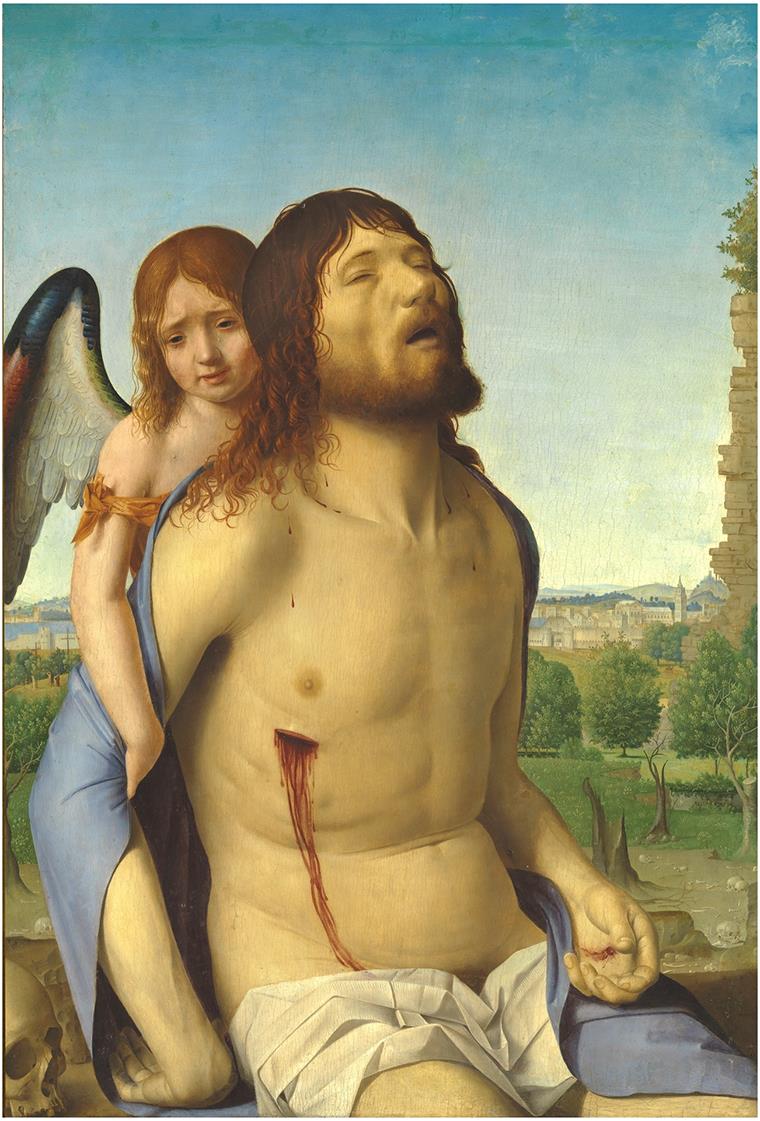 Cristo muerto sostenido por un ángel