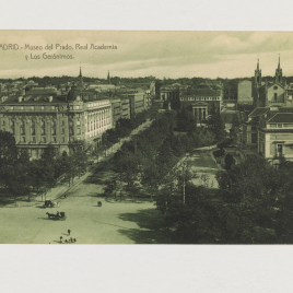 Museo del Prado, vista de la fachada norte o de Goya, Real Academia  e iglesia de los Jerónimos