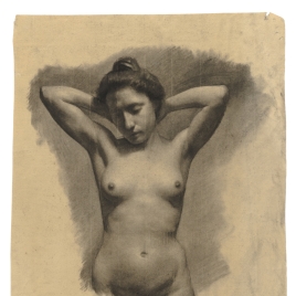 Desnudo femenino con las manos detrás de la cabeza
