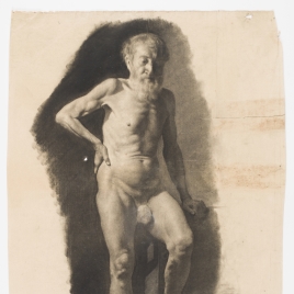 Desnudo masculino, anciano de pie