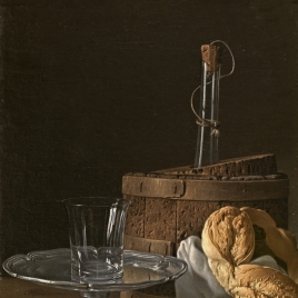 Still Life with a Box of Jelly, Bread, a Salver with a Glass and a Cooler