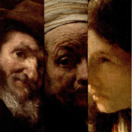 Invitación para la inauguración de la exposición "Velázquez, Rembrandt, Vermeer. MIRADAS AFINES"