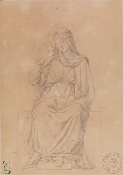 Imagen de la obra: "Estudio para la figura de María (Regina Martirum. Capilla de las Letanías de la Iglesia de Notre Dame de Lorette, París)."