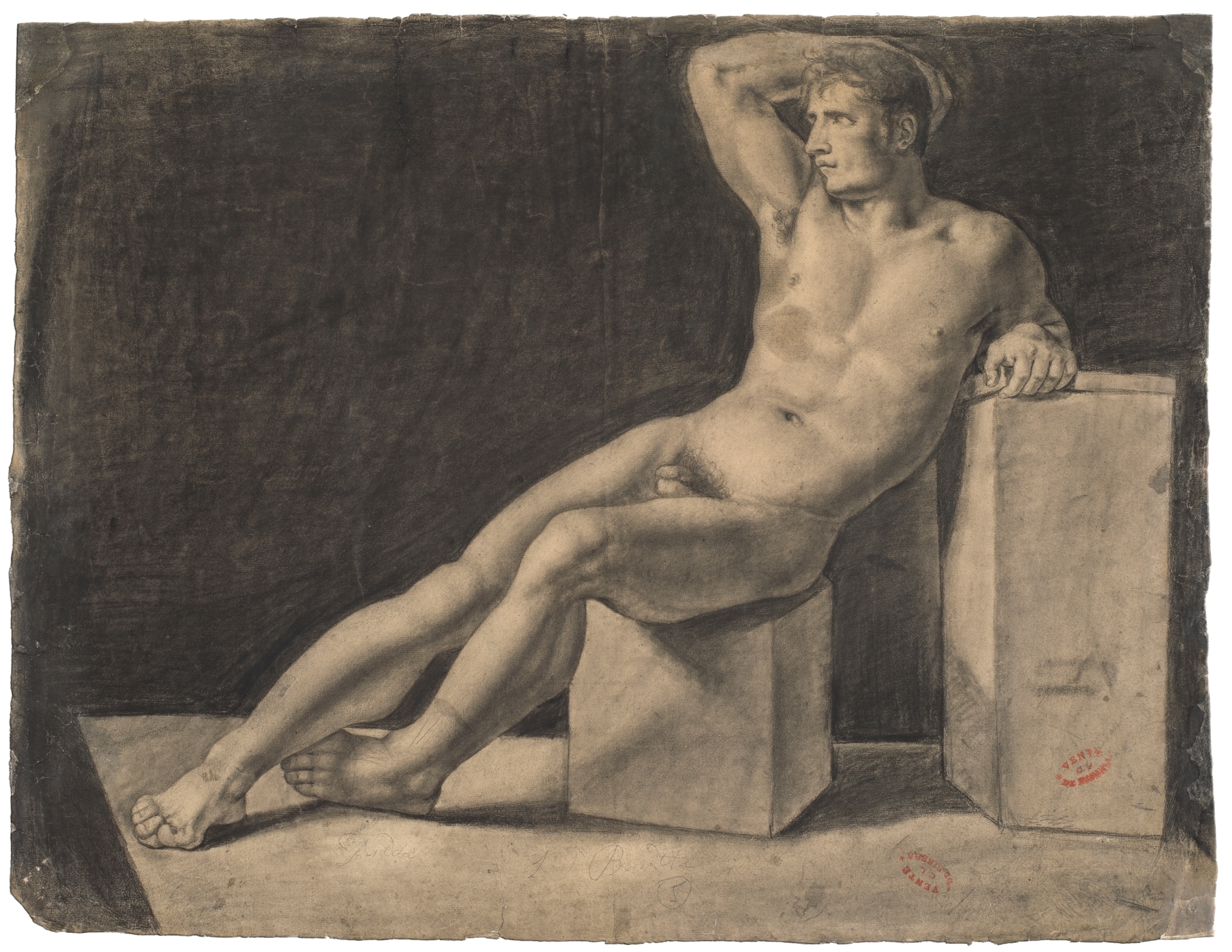 Desnudo masculino recostado  Apunte de desnudo masculino tumbado -  Colección - Museo Nacional del Prado