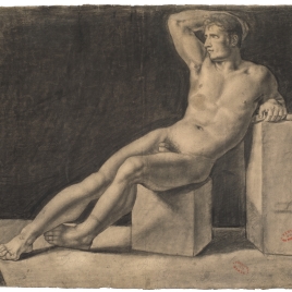 Desnudo masculino recostado / Apunte de desnudo masculino tumbado