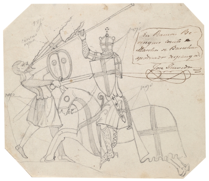 Imagen de la obra: "Ramón Berenguer I con la cruz de San Jorge, copia del códice de los Usatges de Barcelona"