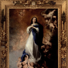 Invitación para la inauguración de la exposición "Murillo y Justino de Neve. El arte de la amistad" en Sevilla
