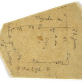 Recorte de un calco de un plano con cotas de la manzana nº 430 de Madrid, entre las calles San Juan, San Gil y Santiago