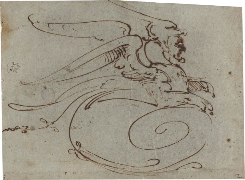 Imagen de la obra: "Dibujo para unas volutas con la forma de un grifo"