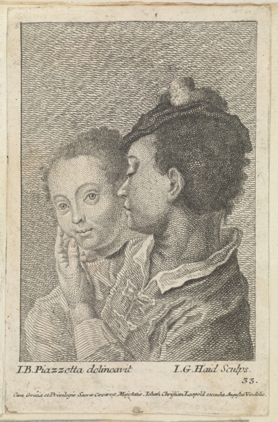 Imagen de la obra: "Retrato de pareja joven en actitud cariñosa"