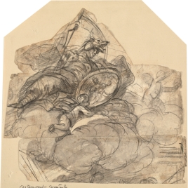 Figura femenina alegórica, sobre nubes