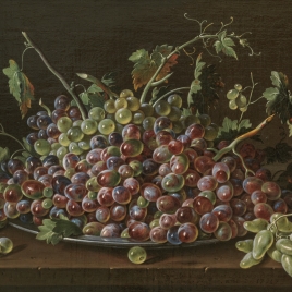 Bodegón con bandeja de uvas