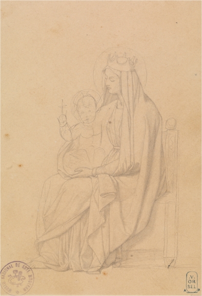 Imagen de la obra: "Estudio para la figura de María (Regina Patriarcharum. Capilla de las Letanías de la Iglesia de Notre Dame de Lorette, París)."