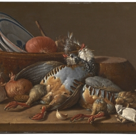 Still Life with Partridges, Onions, Garlic and Vessels