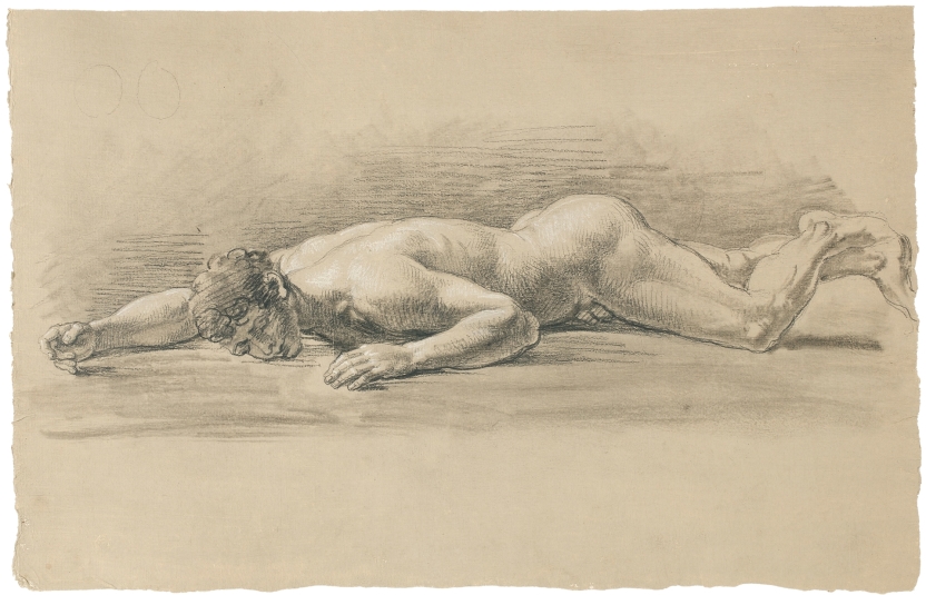 Imagen de la obra: "Estudio de desnudo masculino tendido boca abajo"