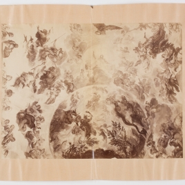 Detalle de la bóveda de Luca Giordano del Casón del Buen Retiro (el Parnaso y las constelaciones celestes) tras el ciclón del 12 de mayo de 1886