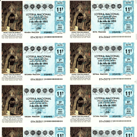 Capilla de billete de Lotería Nacional para el sorteo de 3 de julio de 1993