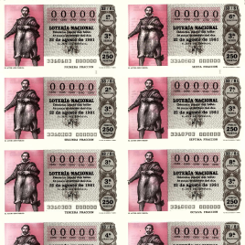 Capilla de billete de Lotería Nacional para el sorteo de 22 de agosto de 1981