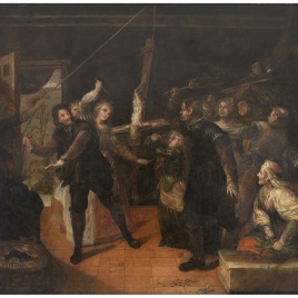 Profanación de un crucifijo (Familia de herejes azotando un crucifijo)