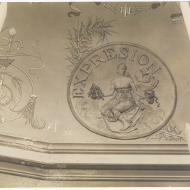 Museo del Prado, detalle del fresco de Arturo Mélida en la sala de la reina Isabel con medallón alegorizando La Expresión.