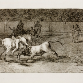 Mariano Ceballos, alias El Indio, mata el toro desde su caballo