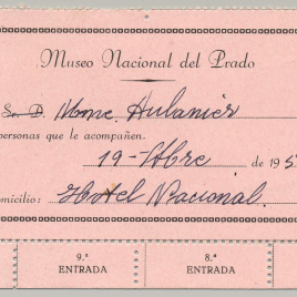 Tarjeta de visita gratuita al Museo del Prado expedidas por la Dirección de 1950