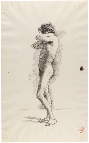 Imagen de la obra: "Desnudo masculino en pie, de perfil"