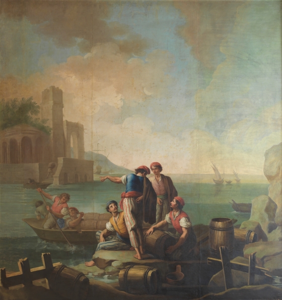 Imagen de la obra: "Pescadores junto a un puerto"