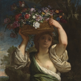 Muchacha con canasto de flores