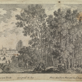 Paisaje con figuras y ciudad