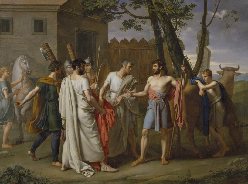 Image of the artwork: "Cincinnatus abandons the Plough to dictate Laws to Rome"
