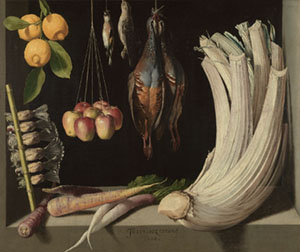 Bodegón de caza, hortalizas y frutas, Juan Sánchez Cotán