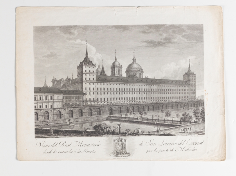 Imagen de la obra: "Vista desde la huerta, por mediodía, del Real Monasterio de San Lorenzo de El Escorial"