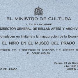 Dos invitaciones para la inauguración de la exposición "El niño en el Museo del Prado"