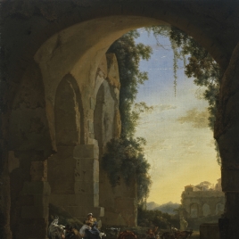Southern Landscape with Shepherds beneath a Ruined Arch