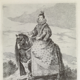 La reina Margarita de Austria, a caballo