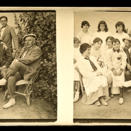 Las familias de Cecilio Pla y Luis Layana en la casa de Buñol (Valencia)